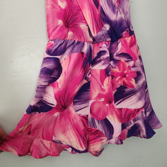 Amanda Uprichard Alyssa Silk Flora Ruffled Short Romper Medium - Picture 7 of 9